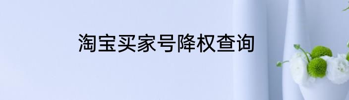 淘宝买家号降权查询