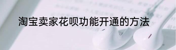 淘宝卖家花呗功能开通的方法