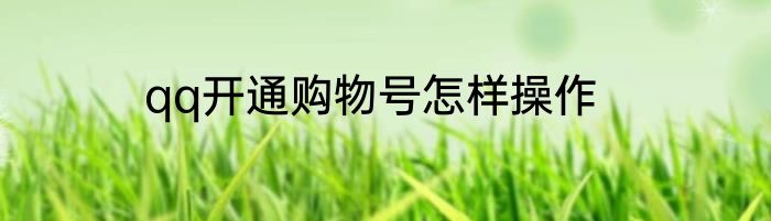 qq开通购物号怎样操作