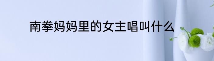 南拳妈妈里的女主唱叫什么