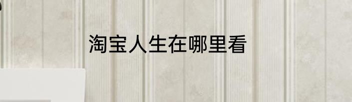 淘宝人生在哪里看