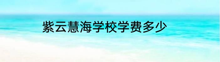 紫云慧海学校学费多少