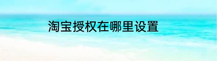 淘宝授权在哪里设置