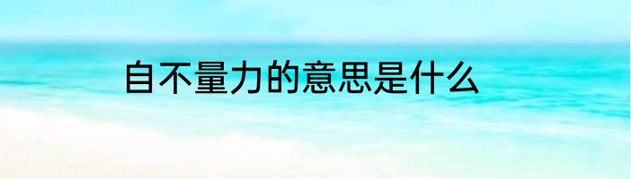 自不量力的意思是什么