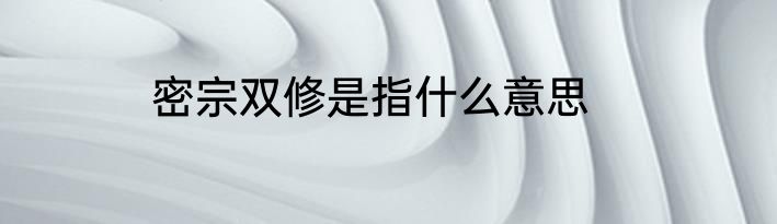 密宗双修是指什么意思