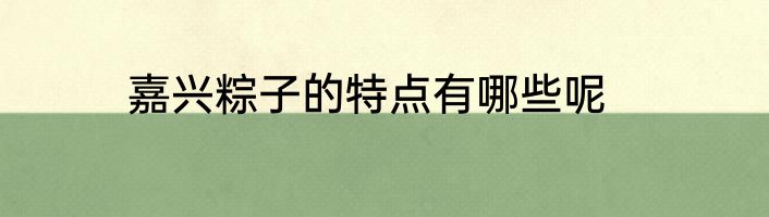 嘉兴粽子的特点有哪些呢
