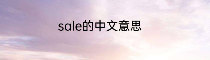 sale的中文意思