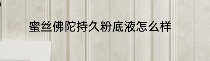 蜜丝佛陀持久粉底液怎么样