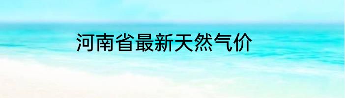 河南省最新天然气价