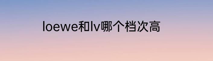 loewe和lv哪个档次高