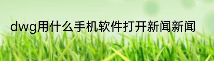 dwg用什么手机软件打开新闻新闻