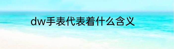 dw手表代表着什么含义