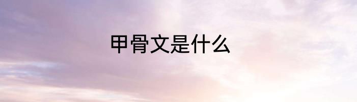 甲骨文是什么