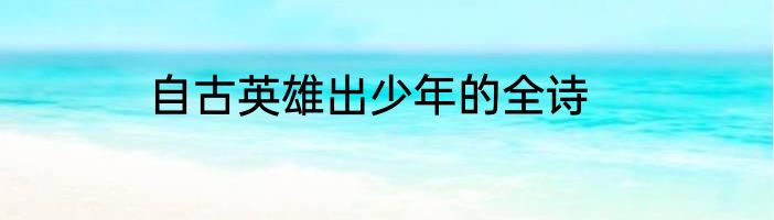 自古英雄出少年的全诗