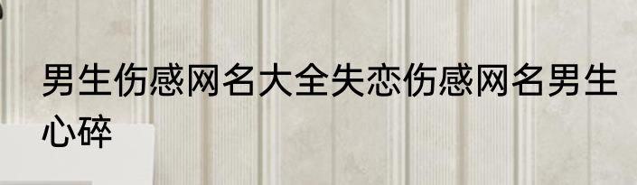 男生伤感网名大全失恋伤感网名男生心碎