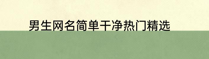 男生网名简单干净热门精选