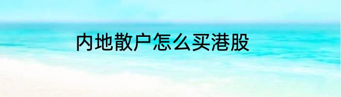 内地散户怎么买港股