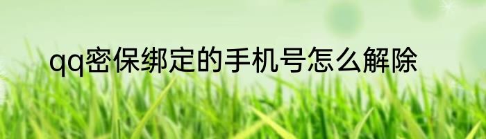 qq密保绑定的手机号怎么解除