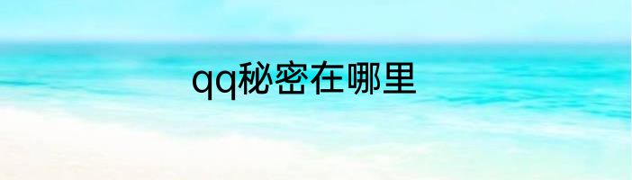 qq秘密在哪里