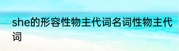 she的形容性物主代词名词性物主代词