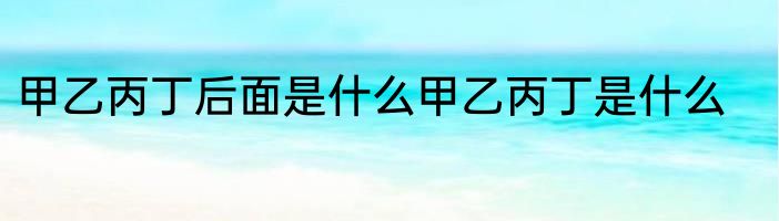甲乙丙丁后面是什么甲乙丙丁是什么