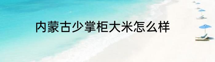 内蒙古少掌柜大米怎么样