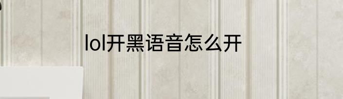 lol开黑语音怎么开