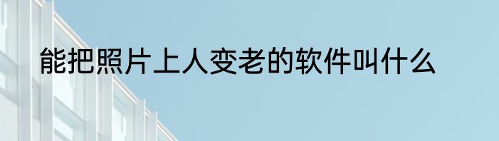 能把照片上人变老的软件叫什么