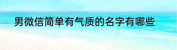 男微信简单有气质的名字有哪些