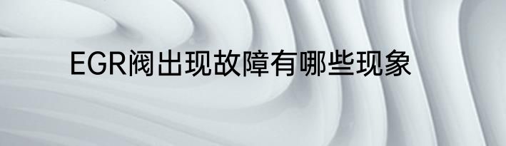 EGR阀出现故障有哪些现象