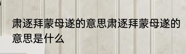 肃逐拜蒙母遂的意思肃逐拜蒙母遂的意思是什么
