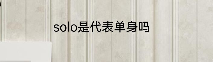 solo是代表单身吗
