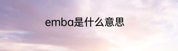 emba是什么意思