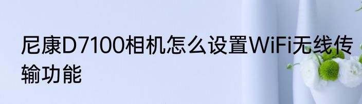 尼康D7100相机怎么设置WiFi无线传输功能