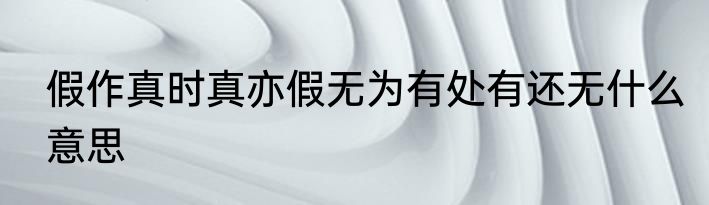 假作真时真亦假无为有处有还无什么意思