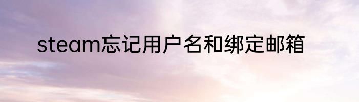 steam忘记用户名和绑定邮箱