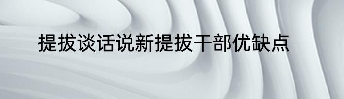 提拔谈话说新提拔干部优缺点