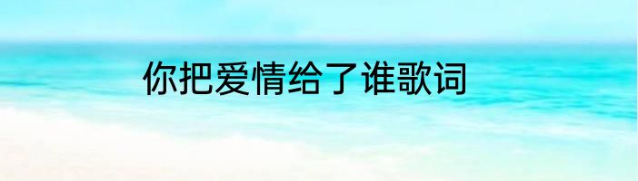 你把爱情给了谁歌词