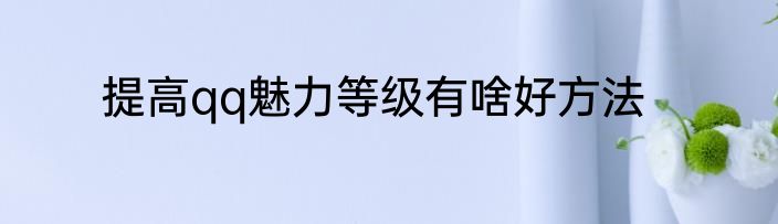 提高qq魅力等级有啥好方法