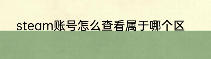 steam账号怎么查看属于哪个区