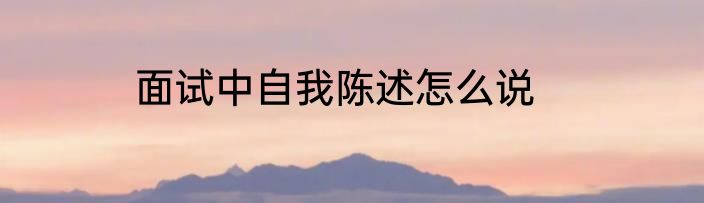 面试中自我陈述怎么说