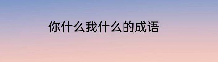 你什么我什么的成语