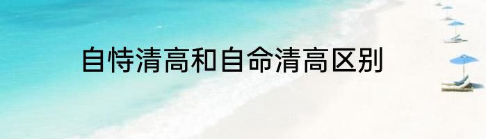 自恃清高和自命清高区别