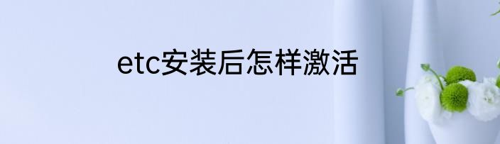 etc安装后怎样激活
