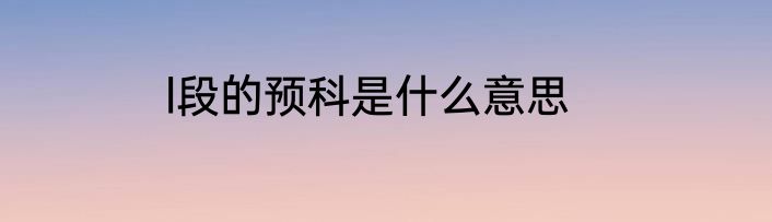 l段的预科是什么意思