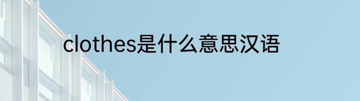 clothes是什么意思汉语