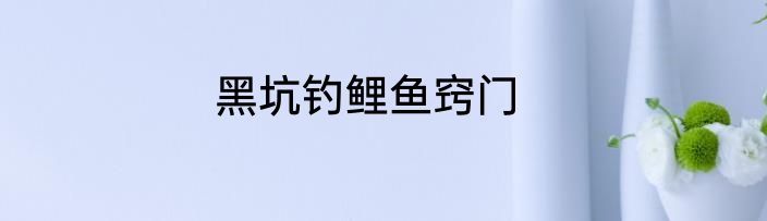 黑坑钓鲤鱼窍门