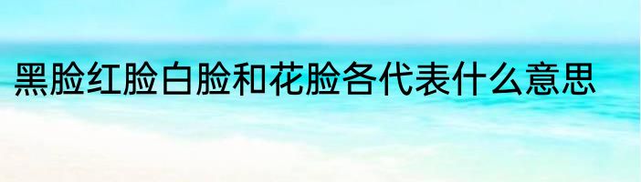 黑脸红脸白脸和花脸各代表什么意思