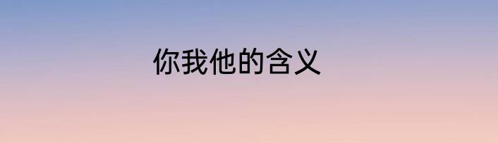 你我他的含义