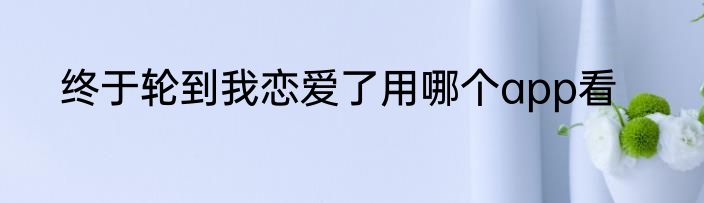 终于轮到我恋爱了用哪个app看